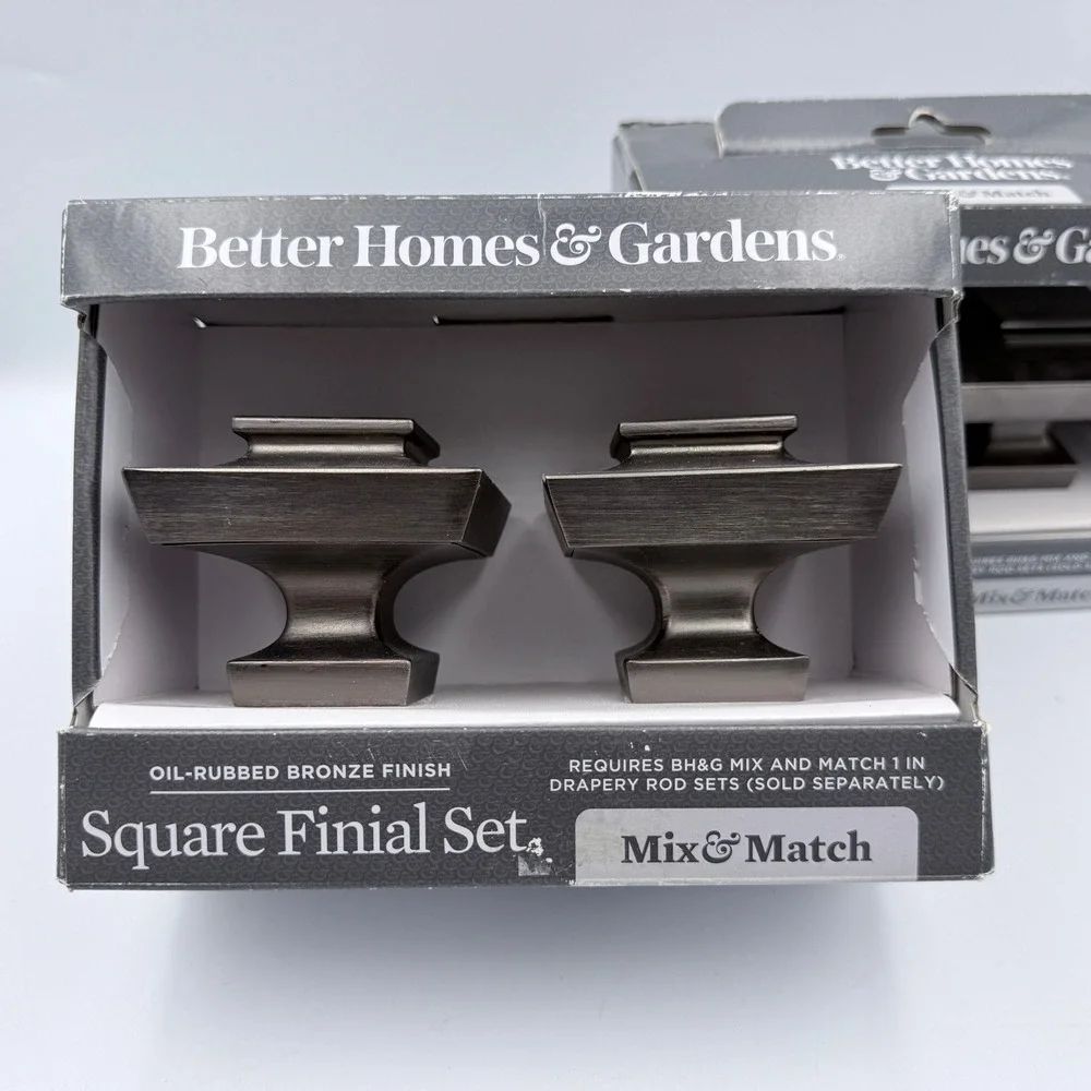 Better Homes & Gardens Square Finial Set 1 In Oil Rubbed Bronze 2 Packs 4 Total
